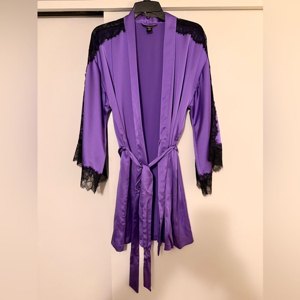 Victoria's Secret Purple Robe with Black Lace